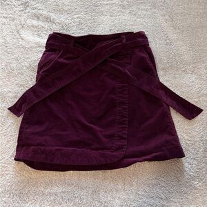 Draper James Tie-Waist Corduroy Mini Skirt in Deep Plum